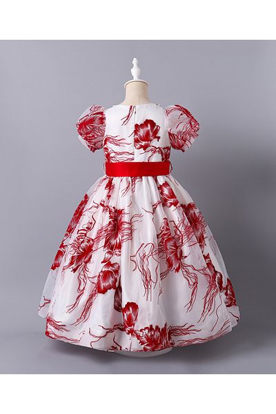 Mark & Mia Mark & Mia Floral Printed Bow Embellished Dress - White & Red