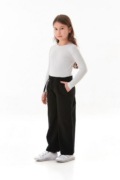 Fulla Moda Girl's Linen Trousers with Elastic Waist and Pockets