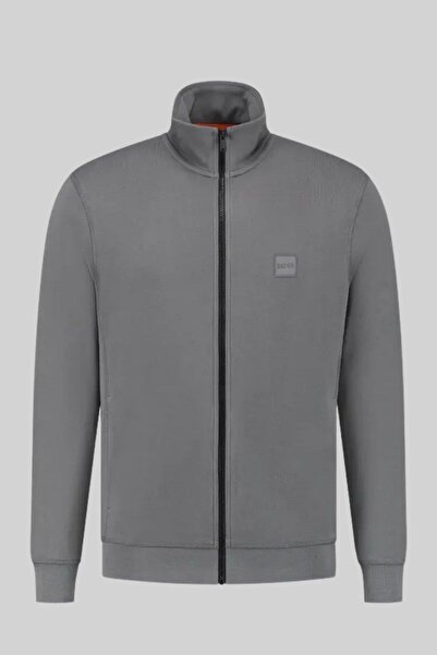 BOSS Regular Fit Zestart Dik Yaka Erkek Hırka Gri