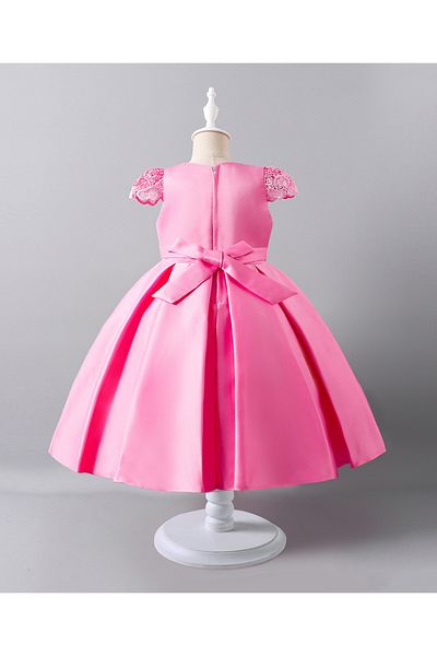 Mark & Mia Mark & Mia Bow Detailed Embroidered Cap Sleeves Party Dress - Pink