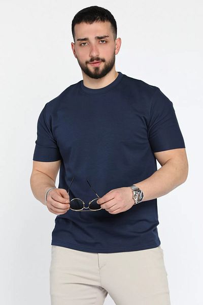 MİSHAR İTALİA Ανδρικό μπλουζάκι με λαιμόκοψη Navy Blue
