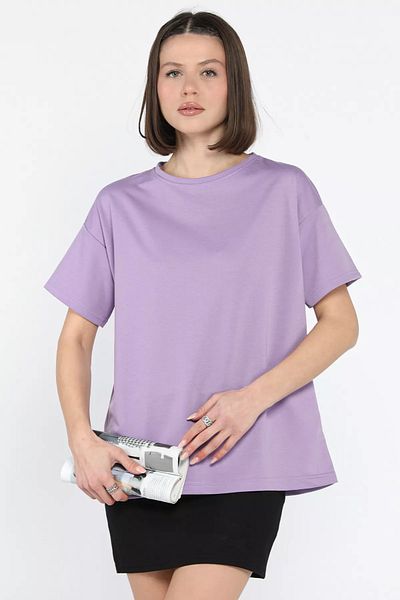 GÜLSELİ Λιλά Γυναικείο Μπλουζάκι με λαιμόκοψη Basic