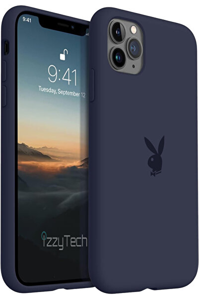 izzytech حافظة سيليكون لهاتف آيفون 11 برو ماكس، شعار بلاي بوي، سطح داخلي مخمل...