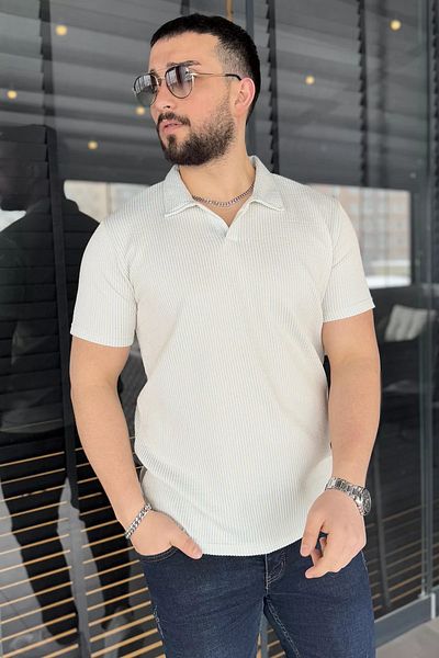MİSHAR İTALİA Μπλουζάκι από Lycra με ανοιχτό μπλε ανδρικό γιακά πόλο