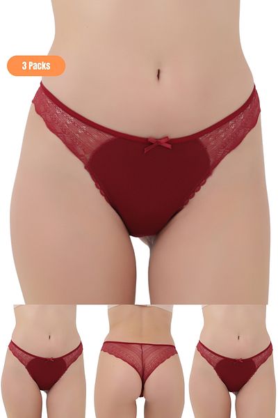 Merry Secret's Chiloți din dantelă din 3 piese pentru femei, cu ambalaj special igienic premium