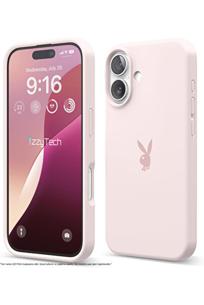 izzytech حافظة سيليكون لهاتف آيفون 16، شعار بلاي بوي، سطح داخلي مخملي، حافظة ...