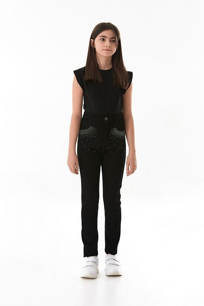 Fulla Moda Girl's Trousers with Pocket Stone Detail