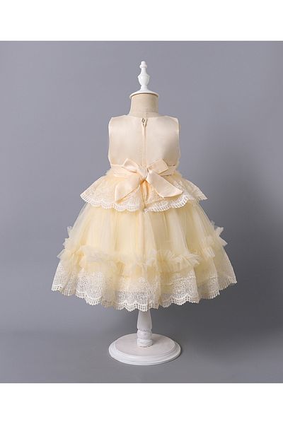 Mark & Mia Mark & Mia Lace Embellished Floral Party Dress with Bow Detailing - Yellow