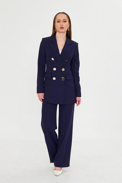LOVELF Navy Blue Gold Buttoned Double Breasted Suit