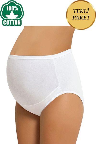 SWEAT FAST Chiloți albi elastici de maternitate cu talie înaltă, 100% bumbac