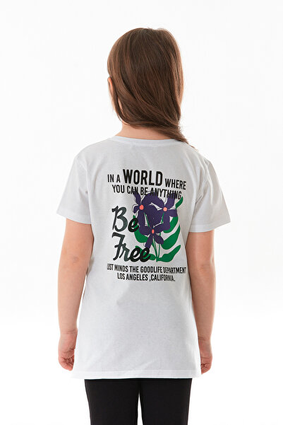 Fulla Moda Κοριτσίστικο μπλουζάκι από 100% βαμβάκι με φλοράλ στάμπα μπροστά και πίσω