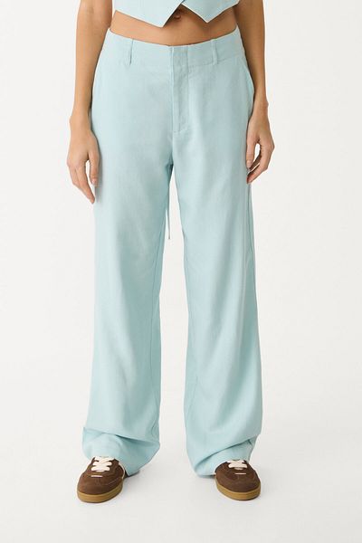 Stradivarius Flowing linen blend straight-leg trousers