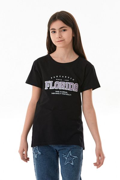 Fulla Moda 100% Cotton Florida Text Printed Girl's T-Shirt