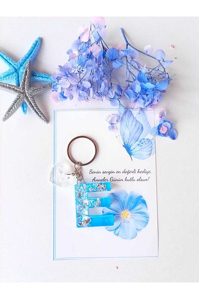 demirbasavm Mother's Day Special Handmade Letter E Epoxy Keychain