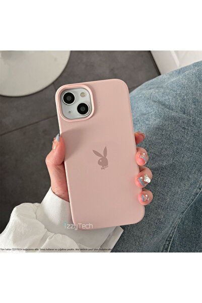 izzytech حافظة هاتف آيفون 15، شعار بلاي بوي، سطح داخلي مخملي، حافظة مقاومة لل...