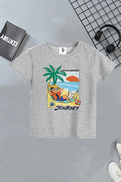 twins tailors Sea Landscape nyomtatott 3 csomagos uniszex piros-fekete-szürke gyerek pólók