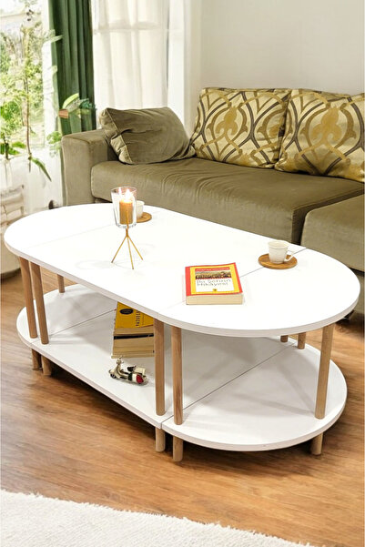 PEKA Orta Sehpa Çevir Kur 3'ü 1 Arada 2 Raflı Ve Dekoratif Yan Sehpa