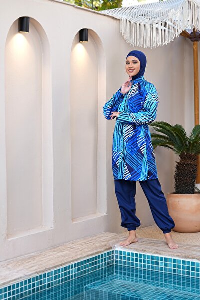 SEBOTEKS Parachute Fabric Full Length Zippered Fully Covered Hijab Swimsuit 3813