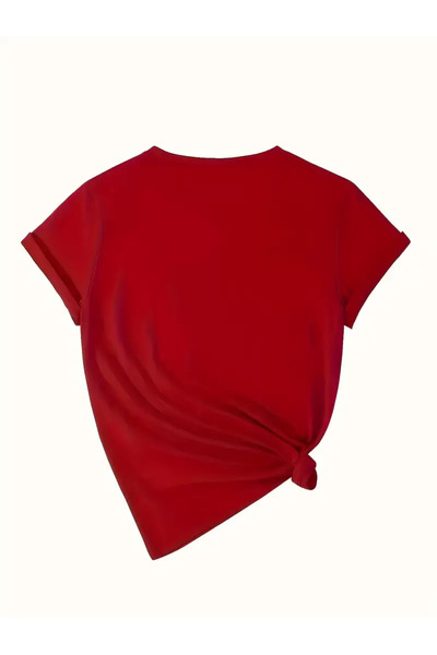 PENTHİLUS Casual Knitted Graphic Print Short Sleeve Round Neck T-Shirt, Fashionable for All Seasons