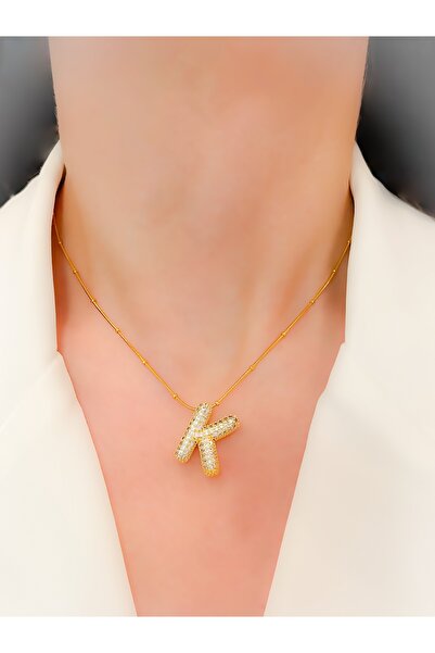 Trinos الصلب قلادة الزركون حجر بالون قلادة بحرف K قلادة قلادة دوريكا