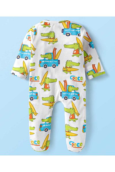 Babyhug بدلة نوم بطبعة جلد التمساح من Babyhug - بيضاء