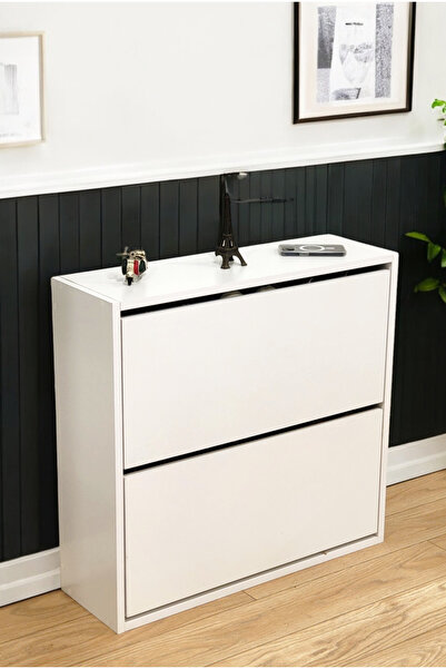 PEKA Düşer Kapaklı Ayakkabılık 4 Bölmeli 2 Kapaklı Kayar Raflı Dolap