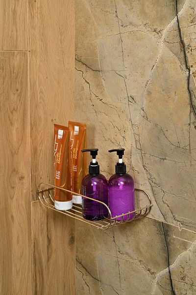 Edora Home Ασημένιο Οβάλ Γωνιακό Σαπουνάκι / Organizer / Στήριγμα Σαμπουάν / Μέταλλο / Ανοξείδωτο / Κρεμάστρα / Αξεσουάρ μπάνιου