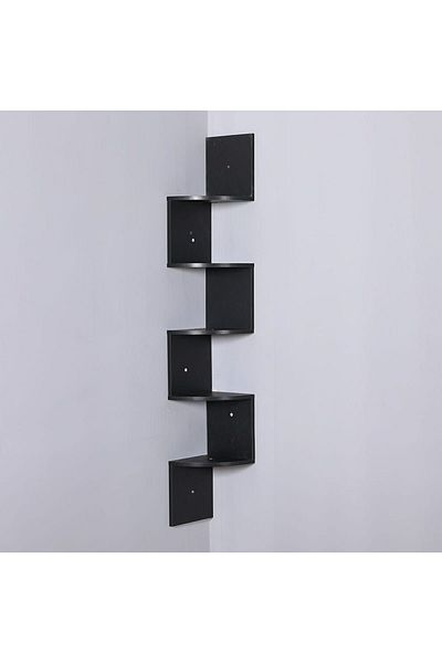 Danube Home Zigzag Corner Shelf Wall Shelves Pvc Black L19.5xw19.5xh123cm