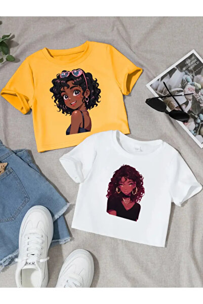 MANCY Dečije ženske Štampano dvodelne majice kratkih rukava 100% pamuk Skraće...