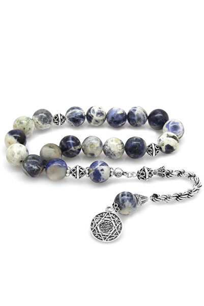 Tesbihane 925 проба срібла з бахромою, кулястий содаліт, натуральний камінь, чотки