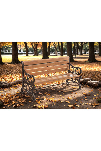 Root Art Parko Iroko Ahşap Döküm Ayaklı Bahçe-Park Bank