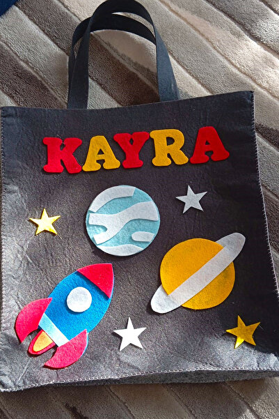 İnşirah Concept İsimli Erkek Çocuk Çantası Kulplu Okul, Oyuncak Keçe Seccade, Kuranı Kerim Çanta Uzay Roket Figürlü