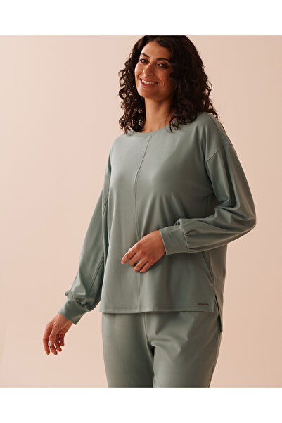 La Vie en Rose سويت شيرت برقبة دائرية مضلعة قليلاً