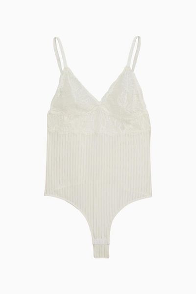 Wonna Ecru Color Bodysuite - Lace Detail, Model 2578
