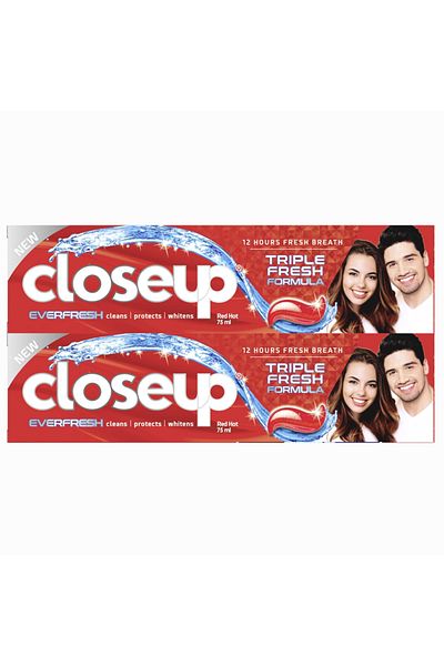 Closeup كلوس اب معجون اسنان 2*75مل تركيبة الانتعاش الثلاثي الاحمر عرض