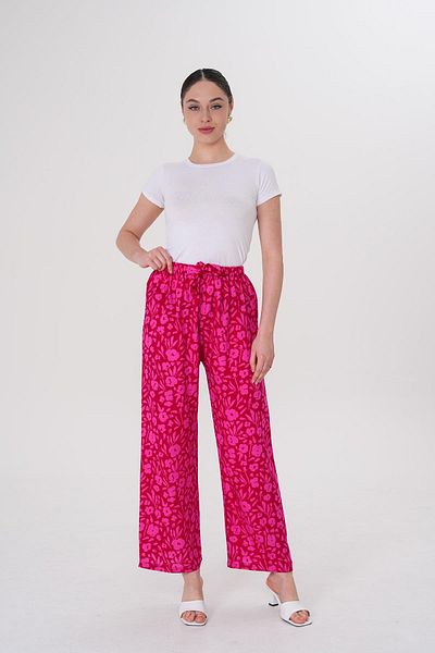 WestBound Women's Summer Loose Wide Leg Digital Print Patterned Viscose Trousers