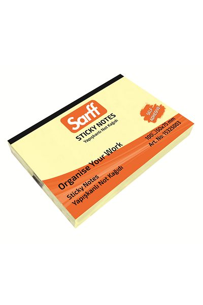 SARFF 50X75Mm Yellow Note Paper - Adhesive, 100P