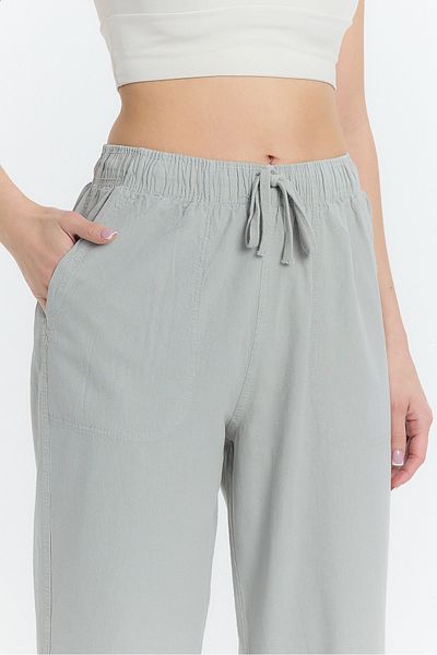 COMBİNE MİCHAİL Pantaloni gri largi din amestec de in