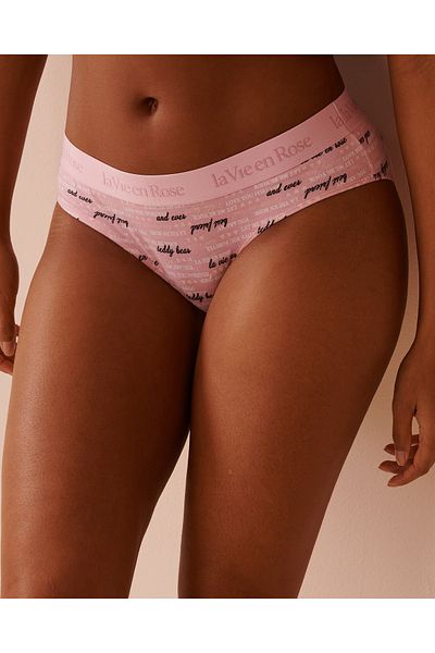 La Vie en Rose Cotton and Logo Elastic Band Bikini Panty