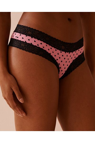 La Vie en Rose Cotton and Lace Trim Cheeky Panty