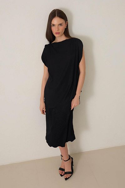 Setre Black Asymmetrical Tank Top