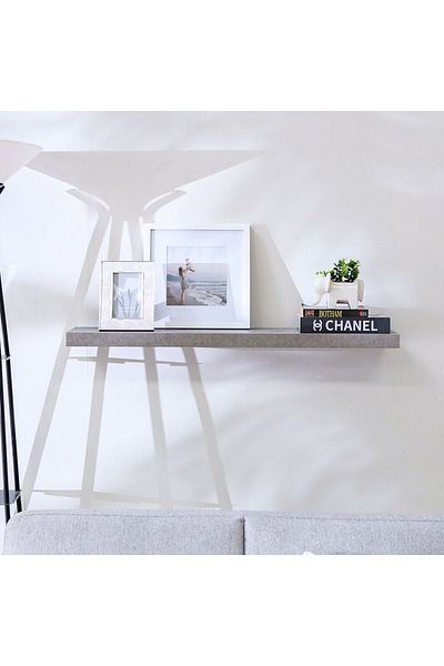 Danube Home Allano Floating Shelf Wooden Wall Mounted Display Shelves L 100 x W 23.5 x H 4.3 cm Cement Marble