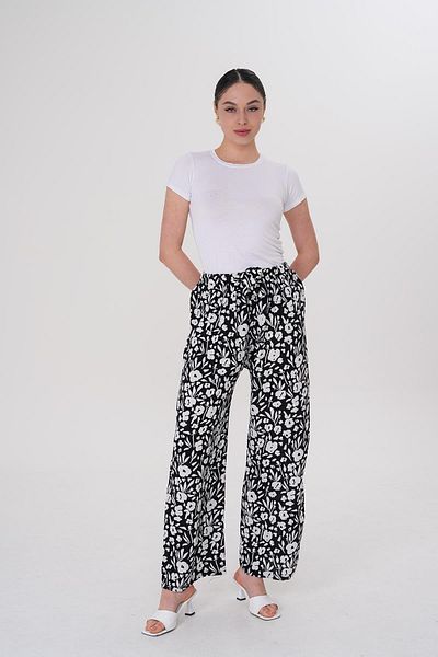 WestBound Women's Summer Loose Wide Leg Digital Print Patterned Viscose Trousers