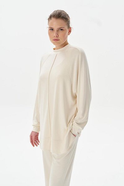 KADRİYE BAŞTÜRK Stitched Sweatshirt Ecru Modal Knitted