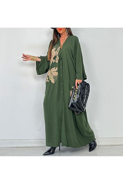 Lavanta Tekstil Large Embroidered Sequin Shirt Dress