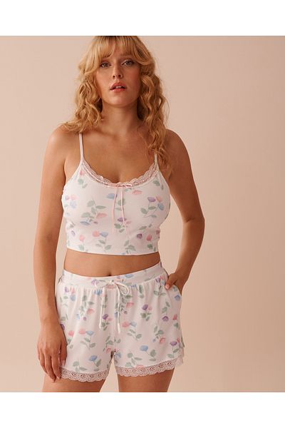 La Vie en Rose Tulip Print Super Soft Crop Cami