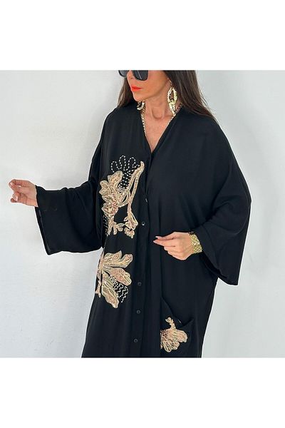 Lavanta Tekstil Large Embroidered Sequin Shirt Dress