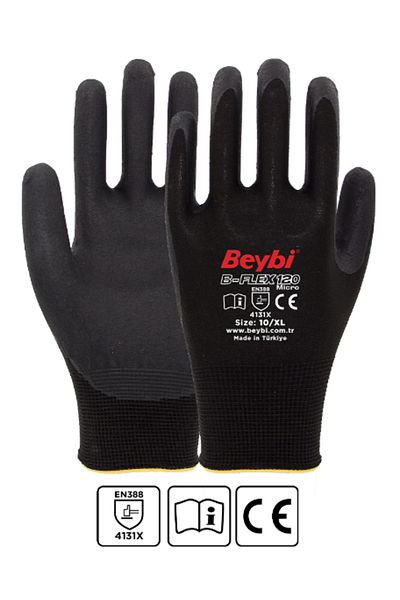 Beybi B-Flex120 10 Size 12 Pcs Micro Foam Nitrile Gloves (4131X)