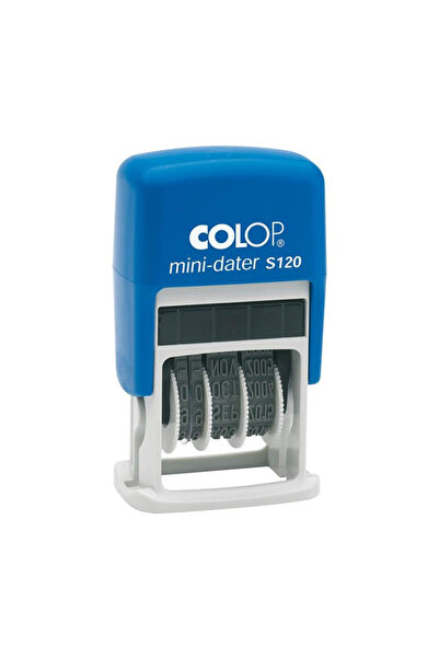 Colop S120 MİNİ TARİH KAŞE(TR/YAZI) MAVİ KASA MAVİ KEÇE - 8X45MM
