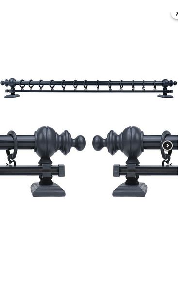 OPEN SHOPS Anthracite Single Rail Wooden Rustic Curtain Hanger 150 cm - Rustic Pipe